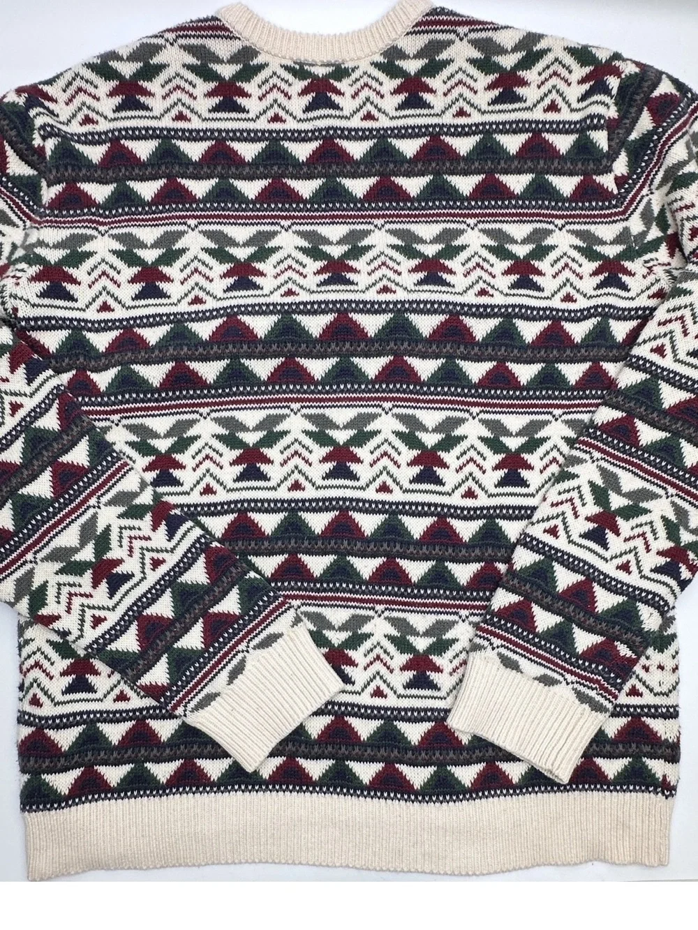 PacSun Men's Cream Fair Isle Crewneck Sweater Aztec design size Large (E43)